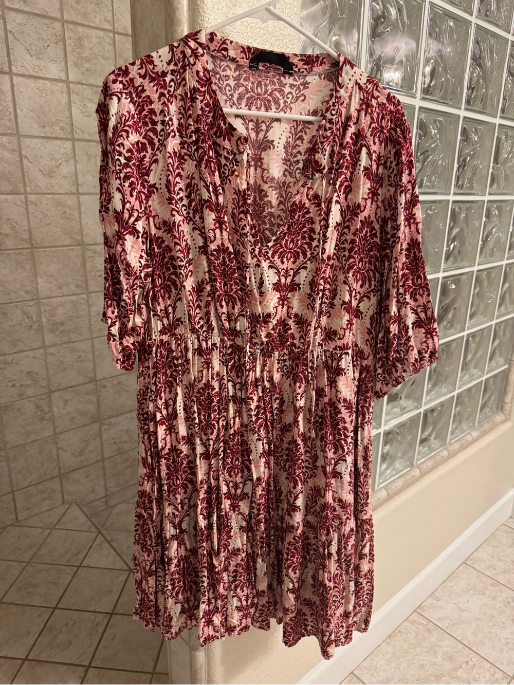 BloomChic Women's Rust and Cream Printed Midi Dress 14-16
